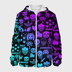 Куртка с капюшоном мужская UNDERTALE NEON PATTERN УЗОР, цвет: 3D-белый