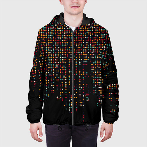 Мужская куртка Цветные точки / 3D-Черный – фото 3