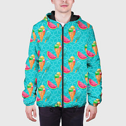 Куртка с капюшоном мужская Летнее настроение: Сок и арбуз, цвет: 3D-черный — фото 2