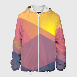 Куртка с капюшоном мужская Рассвет в горах искусства, цвет: 3D-белый