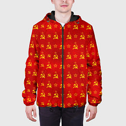 Куртка с капюшоном мужская Серп и Молот - СССР, цвет: 3D-черный — фото 2