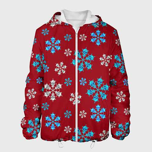 Мужская куртка Снежинки Черепа красный / 3D-Белый – фото 1