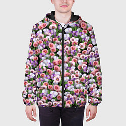 Куртка с капюшоном мужская Чудесные фиалки, цвет: 3D-черный — фото 2