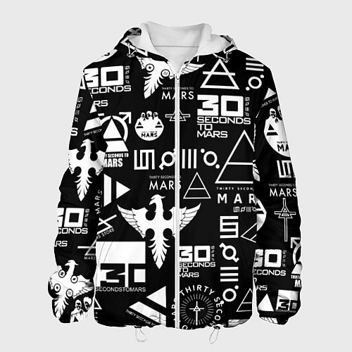 Мужская куртка 30 Seconds to Mars: Паттерн логотипов / 3D-Белый – фото 1