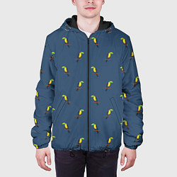 Куртка с капюшоном мужская Тукан паттерн, цвет: 3D-черный — фото 2
