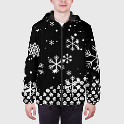 Куртка с капюшоном мужская Чёрный клевер снежинки, цвет: 3D-черный — фото 2