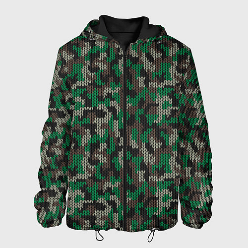Мужская куртка Зелёный Вязаный Камуфляж / 3D-Черный – фото 1