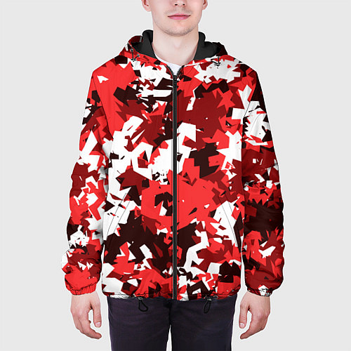 Мужская куртка Красно-белый камуфляж / 3D-Черный – фото 3