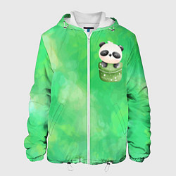 Куртка с капюшоном мужская Милая панда в кармане, цвет: 3D-белый