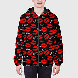 Куртка с капюшоном мужская Kiss поцелуи, цвет: 3D-черный — фото 2
