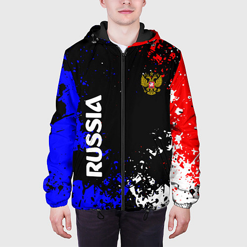 Мужская куртка Russia Брызги красок / 3D-Черный – фото 3
