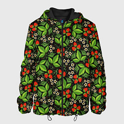 Куртка с капюшоном мужская Русское Народное Искусство - хохлома, цвет: 3D-черный
