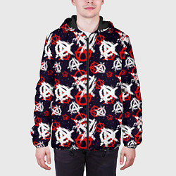Куртка с капюшоном мужская Анархия текстура, цвет: 3D-черный — фото 2