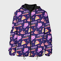 Куртка с капюшоном мужская Pizza Is My Valentine!, цвет: 3D-черный