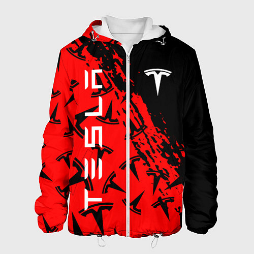 Мужская куртка Tesla red pattern / 3D-Белый – фото 1