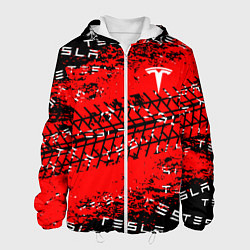 Куртка с капюшоном мужская Tesla - Следы от колес, цвет: 3D-белый