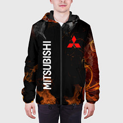 Куртка с капюшоном мужская Mitsubishi огонь из листьев, цвет: 3D-черный — фото 2