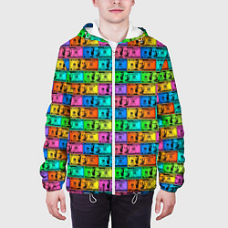 Куртка с капюшоном мужская Разноцветные Доллары, цвет: 3D-белый — фото 2