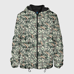 Куртка с капюшоном мужская Доллары банкноты, цвет: 3D-черный