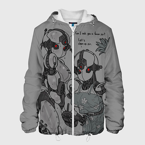 Мужская куртка Fallout - robot girls / 3D-Белый – фото 1