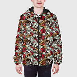 Куртка с капюшоном мужская Черепа, Деньги, Оружие, цвет: 3D-черный — фото 2