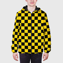 Куртка с капюшоном мужская Такси Шахматные Клетки, цвет: 3D-черный — фото 2