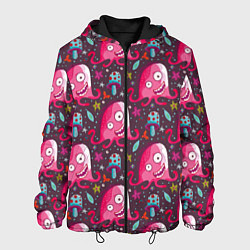 Куртка с капюшоном мужская Пришельцы - осьминоги, цвет: 3D-черный