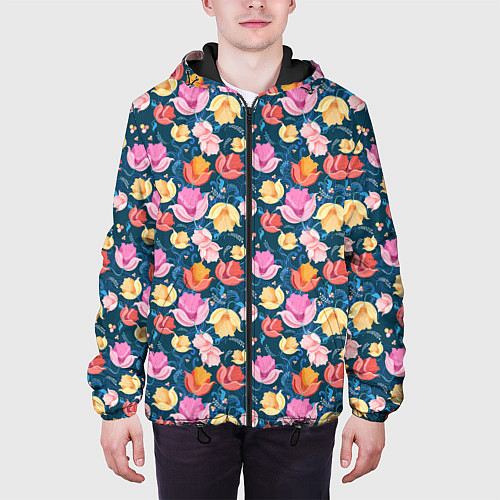 Мужская куртка Поле цветов / 3D-Черный – фото 3