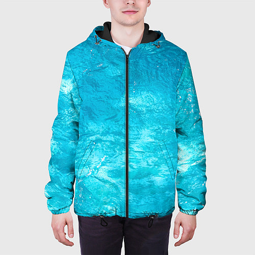 Мужская куртка Голубой океан Голубая вода / 3D-Черный – фото 3