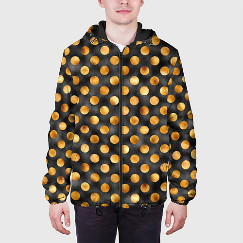 Мужская куртка Золотой горошек на черном фоне / 3D-Черный – фото 3