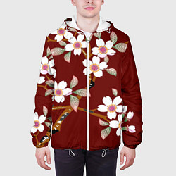 Куртка с капюшоном мужская Векторная весна, цвет: 3D-белый — фото 2