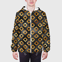 Куртка с капюшоном мужская Ромбы золотого цвета, цвет: 3D-белый — фото 2