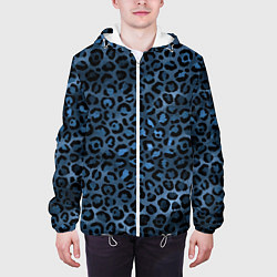Куртка с капюшоном мужская Синяя леопардовая шкура, цвет: 3D-белый — фото 2