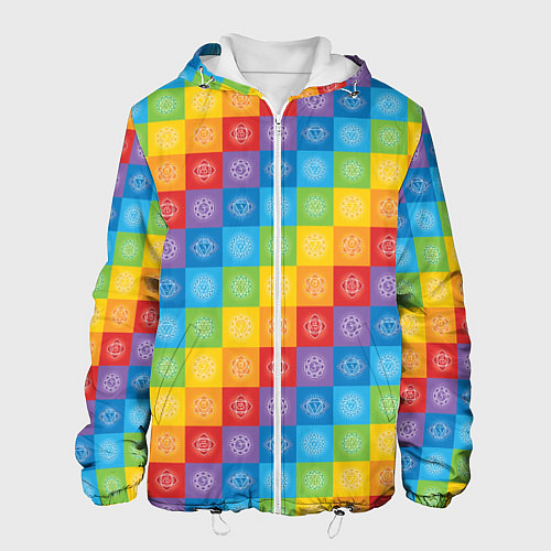 Мужская куртка Разноцветные Чакры / 3D-Белый – фото 1