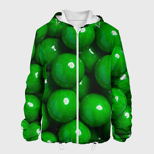 Мужская куртка Крупный зеленый горошек / 3D-Белый – фото 1
