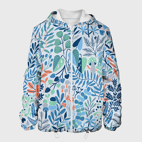 Мужская куртка Цветы, листья, грибы и растения / 3D-Белый – фото 1