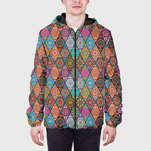 Мужская куртка Мандалы Текстура / 3D-Черный – фото 3
