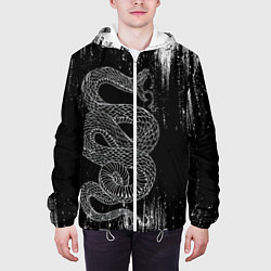 Куртка с капюшоном мужская Snake Краски Змея ЧБ, цвет: 3D-белый — фото 2
