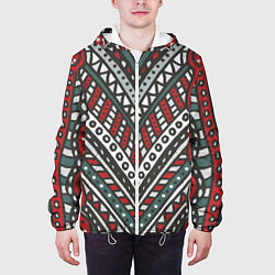 Куртка с капюшоном мужская Узор абстракция Рисунок от руки в стиле дудл Красн, цвет: 3D-белый — фото 2