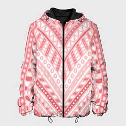 Куртка с капюшоном мужская Абстракция в стиле дудл Розовый и белый цвета Лини, цвет: 3D-черный