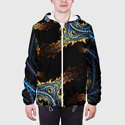 Куртка с капюшоном мужская Огненные фракталы 3d, цвет: 3D-белый — фото 2