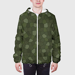 Куртка с капюшоном мужская Камуфляжная мозаика - Хаки, цвет: 3D-белый — фото 2