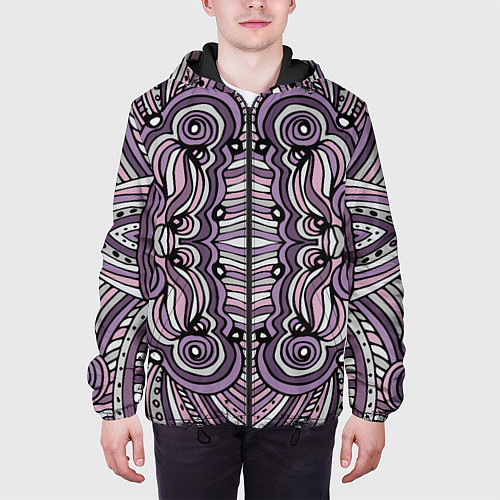 Мужская куртка Абстракция Разноцветный калейдоскоп Фиолетовый, че / 3D-Черный – фото 3