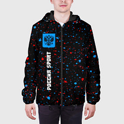 Куртка с капюшоном мужская РОССИЯ - ГЕРБ Россия Sport Краска, цвет: 3D-черный — фото 2
