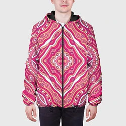 Куртка с капюшоном мужская Абстракция Узор розового цвета, цвет: 3D-черный — фото 2