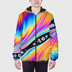 Куртка с капюшоном мужская КИСЛОТНЫЙ УЗОР, цвет: 3D-черный — фото 2