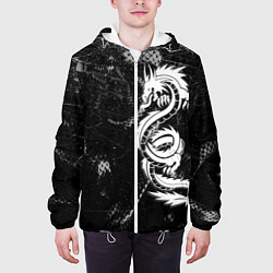 Куртка с капюшоном мужская Китайский Дракон Чб Dragon Snake, цвет: 3D-белый — фото 2