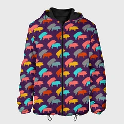 Куртка с капюшоном мужская Свиньи 18, цвет: 3D-черный