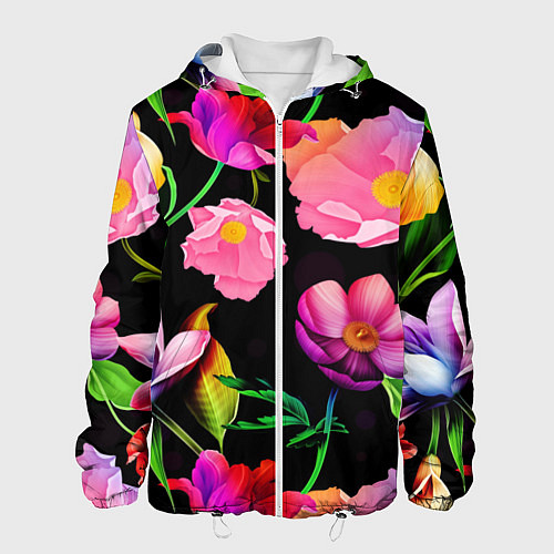 Мужская куртка Цветочный узор Floral pattern / 3D-Белый – фото 1