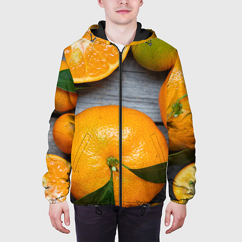 Мужская куртка Мандаринки на деревянном столе / 3D-Черный – фото 3